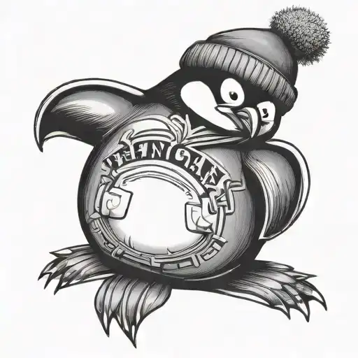 Cool Penguin With A Beanie And Baggy Jeans