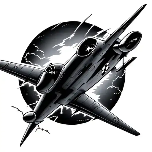 Airplane With Lightning Bolt Striking