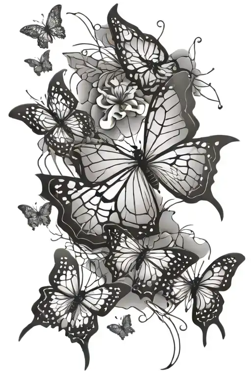 Spider Webs And Butterflies Flying