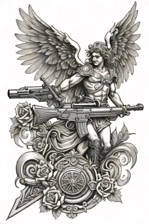 Angle Wings Sword Cupid Machine Gun