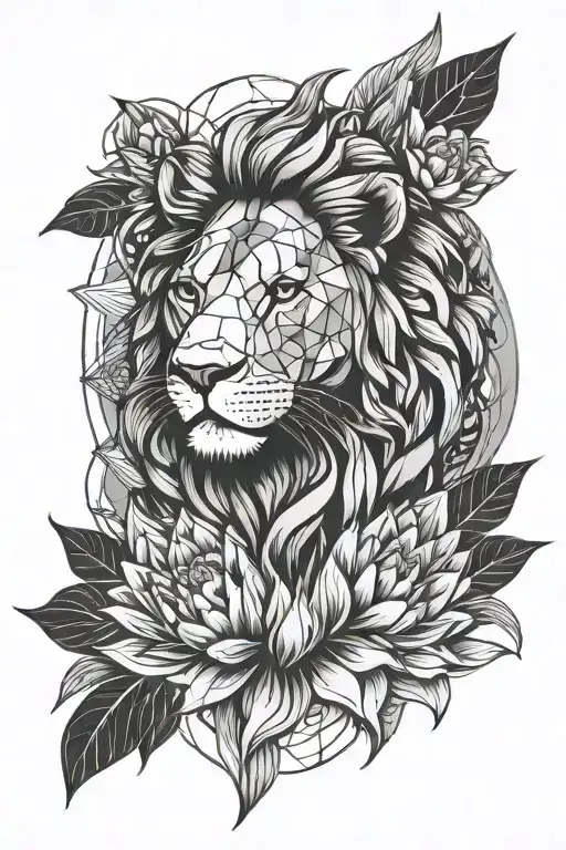 Lion Geometric Lotus