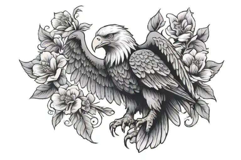 Eagle Holding Blue Violet Flowers