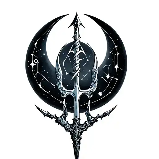 Trident With Aquarius And Scorpio Constellation