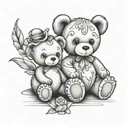 Lily And Teddy Bear Sitting