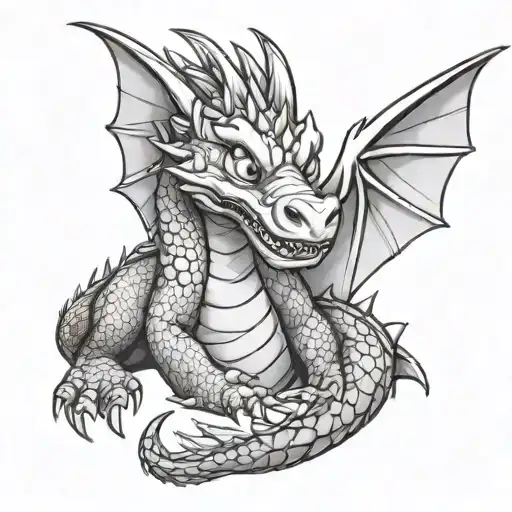 Cute Dragon With Wings Flying