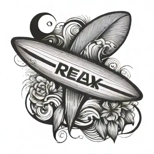 Surfboard Inscription Relax Minimalism Line