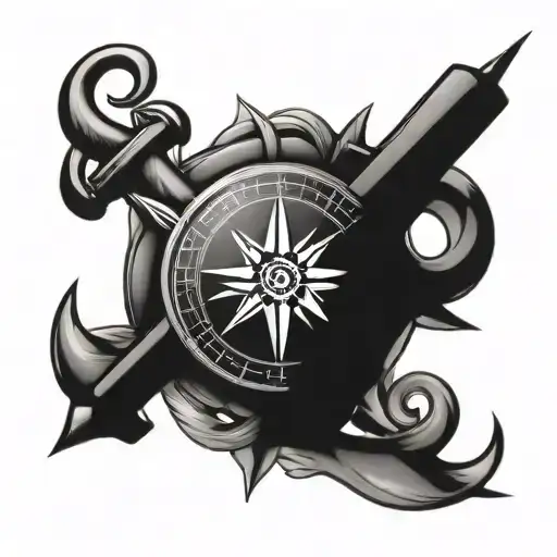 Ship's Anchor And Compass