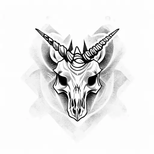 Unicorn Skull Blackwork