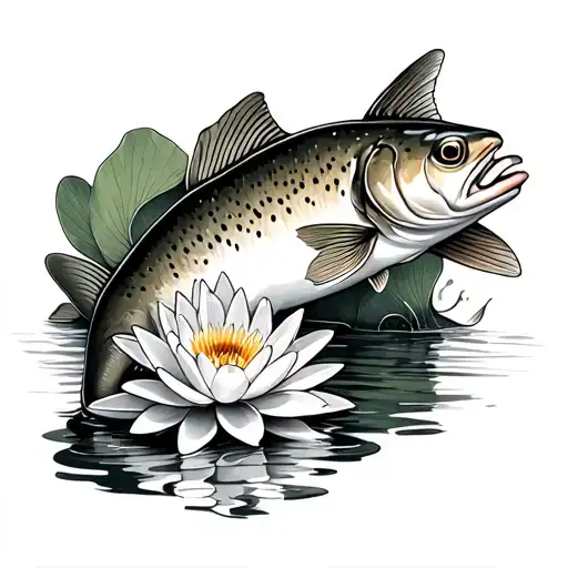 Trout With Water Lily