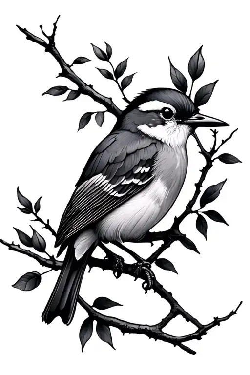 Bird And Branch Tattoo Minimalist