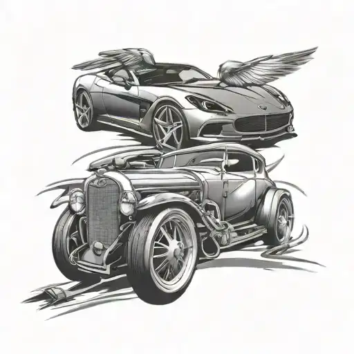 Bird And Sports Car Togethet