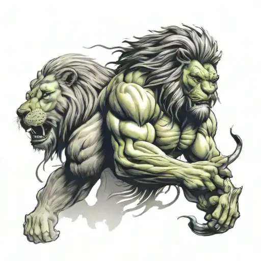 Badass Lion And The Incredible Hulk Mixed