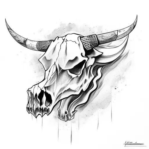 Bull Skull With Lightning