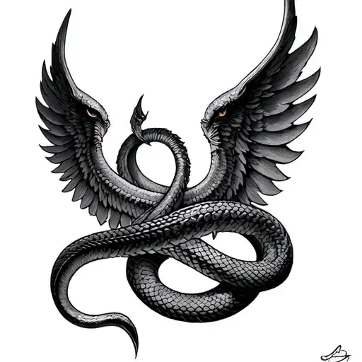 Forearm Devil Wing Tattoo Woth Snake Wrapped Around The Wing Across The Forearm