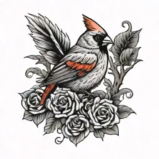 Traditional Cardinal With Skulls