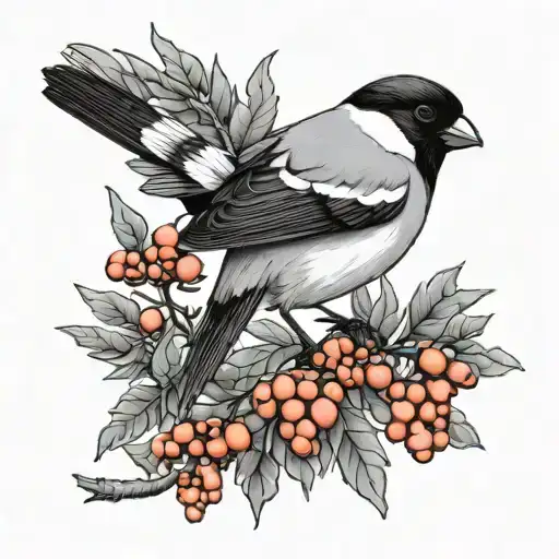 Bullfinch In A Yew Tree