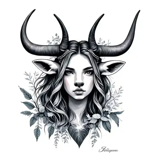 Taurus Girl With Nature Elements Like Trees