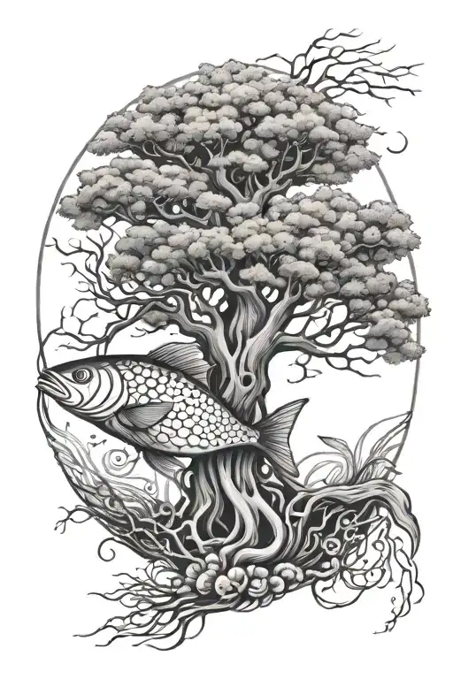 Tree Growing With A Fish