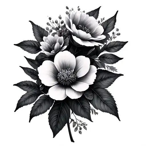 Flowers With Nature Elements Like Trees