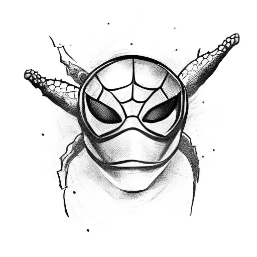 A Tattoo Design Of A Turtle Wearing A Spider-man Mask