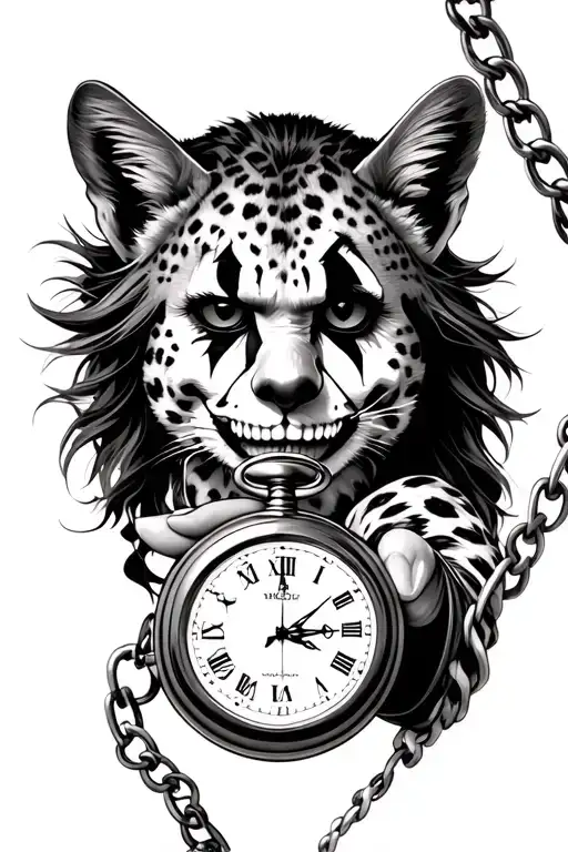 Joker Face Holding Pocket Watch With Cheetah