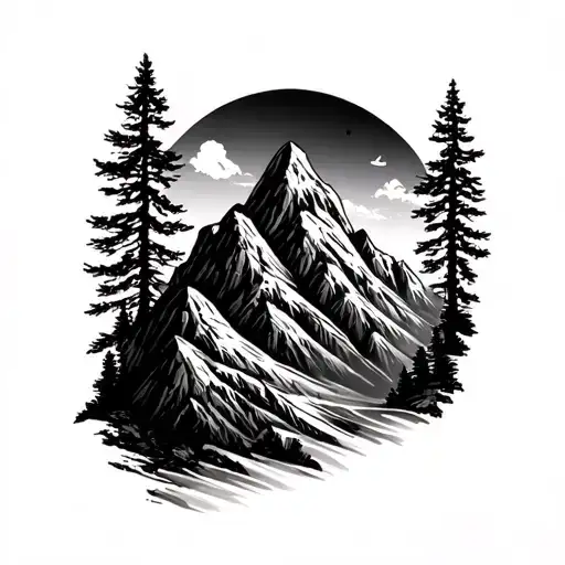 Rock Mountain Range Silhouette