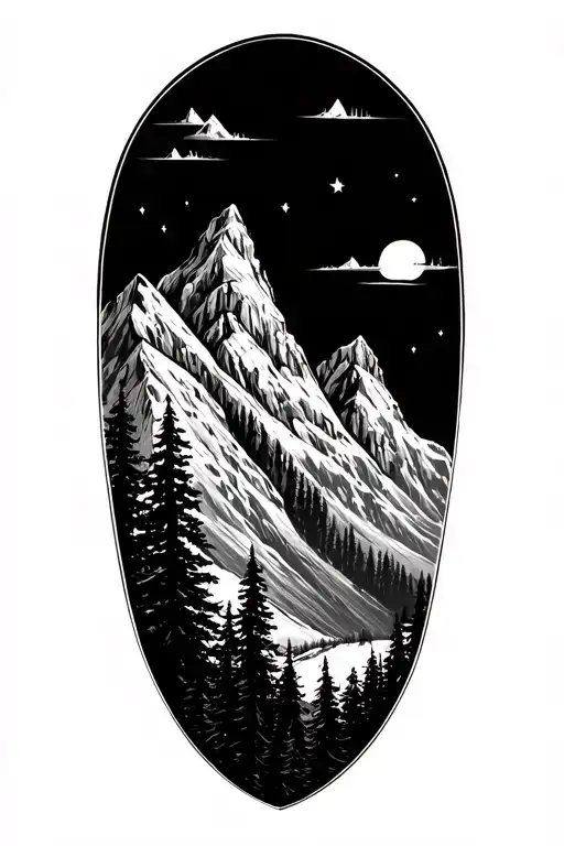 Rock Mountain Range Silhouette