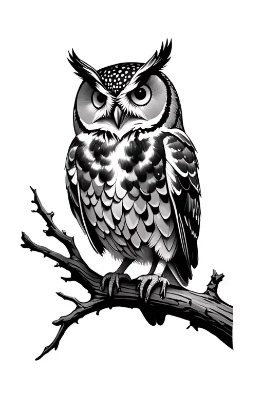 Owl Perched On A Branch