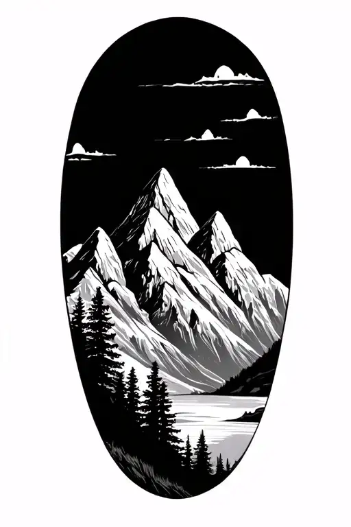 Rock Mountain Range Silhouette