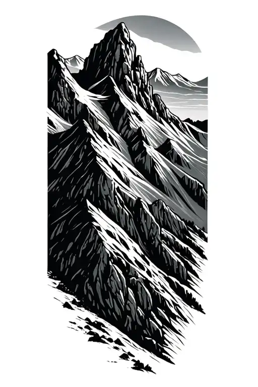 Rock Mountain Range Silhouette