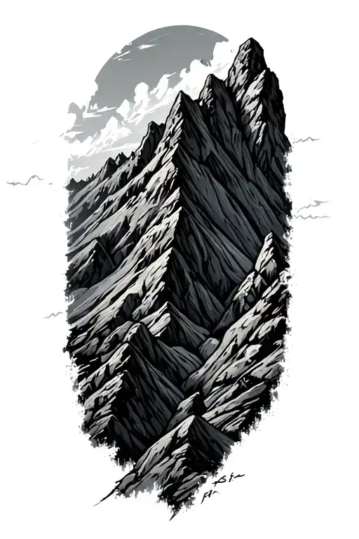 Rock Mountain Range Silhouette