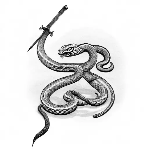 Sword Surrounded By Snake