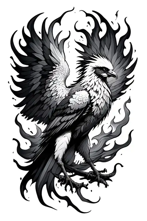 Phoenix Black And White In Flames Left Arm