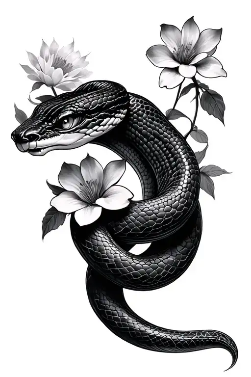 Snake And Flowers
