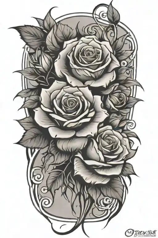 Roses Tribal Tattoo Showcasing Their Love