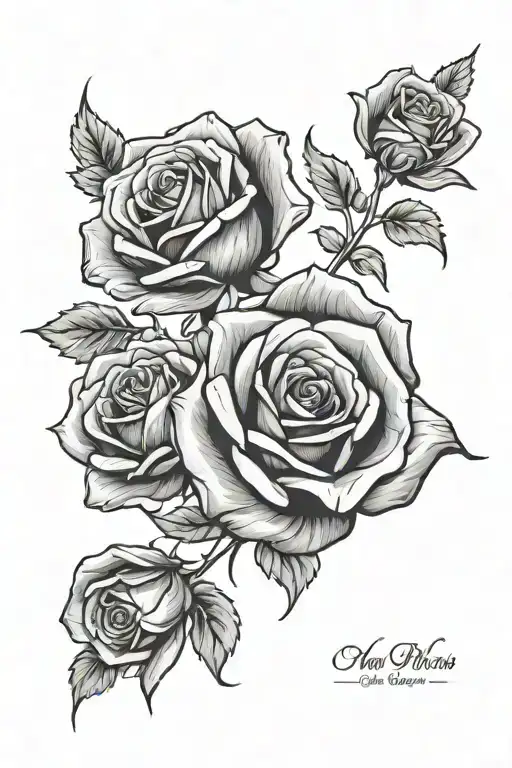 Two Black Roses With Dad In The Middle