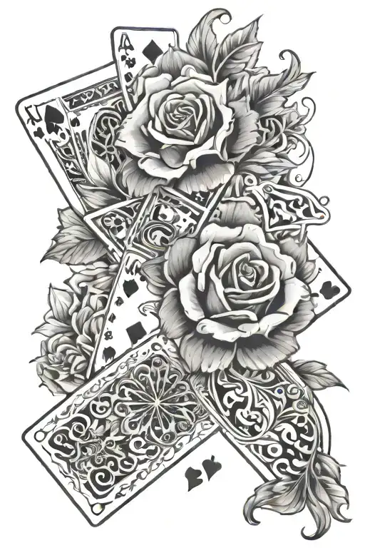 Floral Wrap With Playing Cards Arranged
