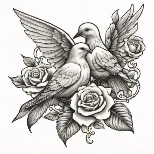 Dove And Rose Intertwined