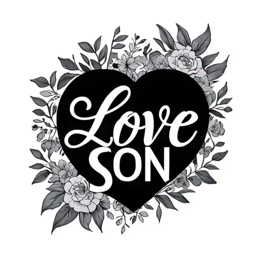 A Mum Tatto Design Featuring The Word Love And Son