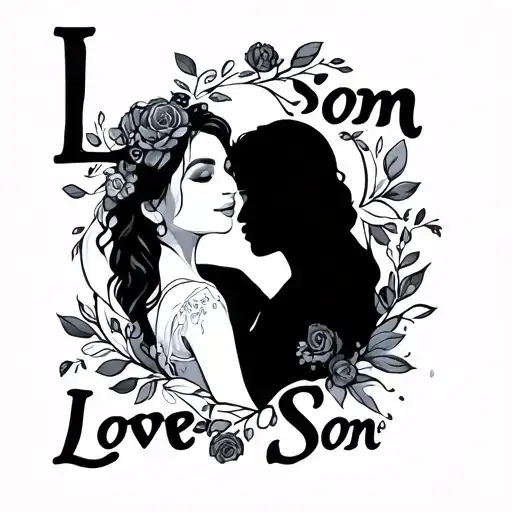 A Mum Tattoo Design With The Word Love And Son Written