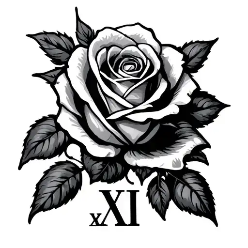 Roman Numerals With Rose Intertwined