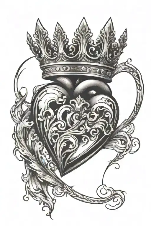 A Heart With A Crown Or Fire