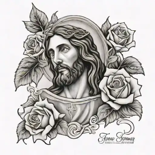 Jesus With Rose And Family Names Incorporated