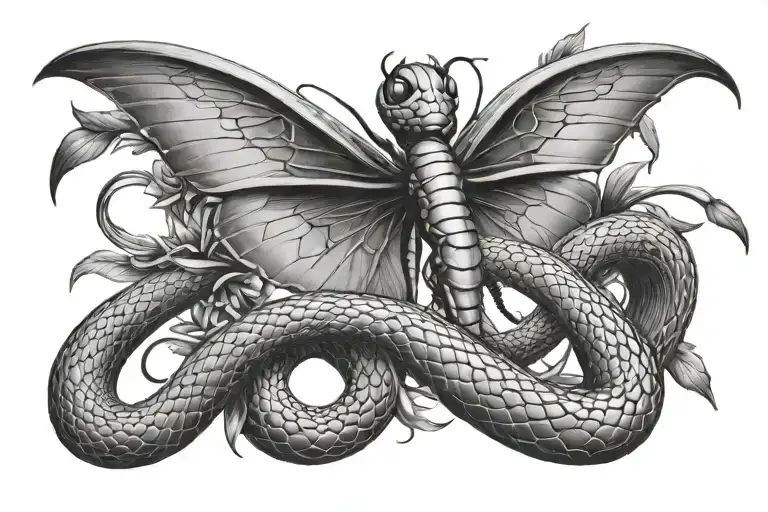 Snake And Dragonfly Flying