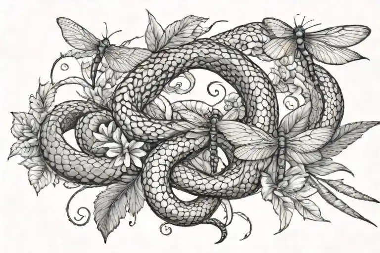 Snake And Dragonfly