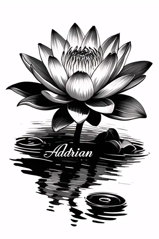 Water Lily Flower With Adrian Name