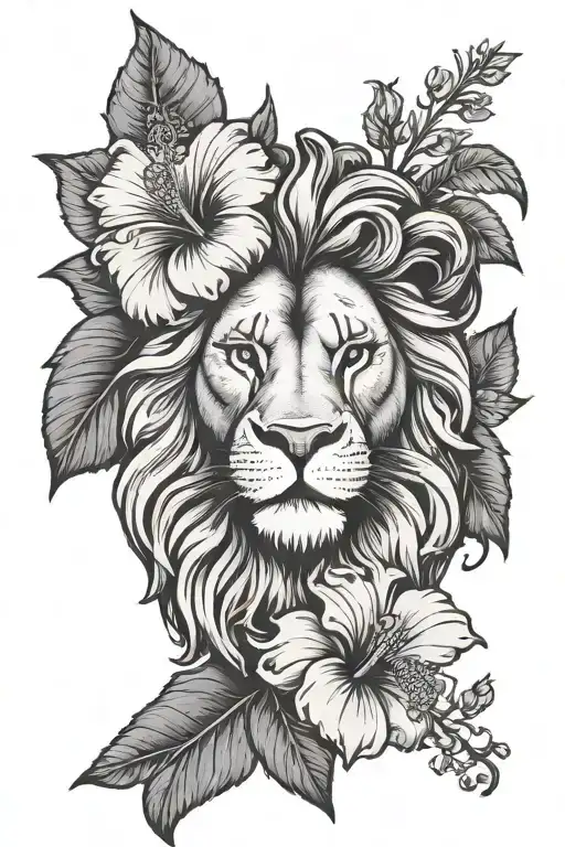 Hibiscus Flower & Lion Head
