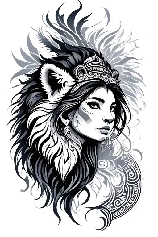 Feminine Filipino Tribal With Lion