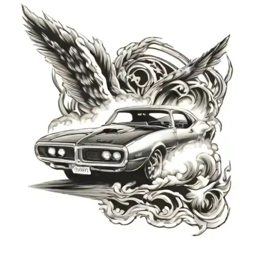 1968 Pontiac Firebird With Smoke Behind The Car Speeding
