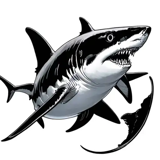 Fine Line Shark Swimming